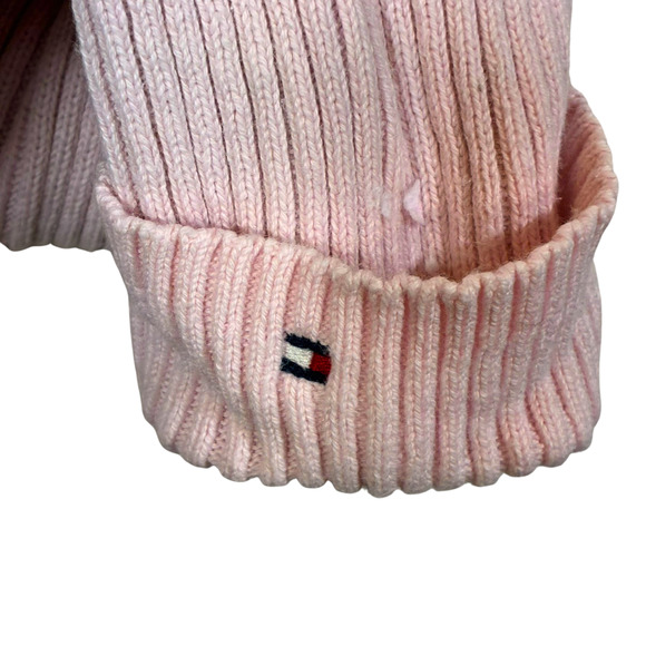 Tommy Hilfiger Hoodie Sweater Pink Long Sleeve Shirt M Ribbed Cotton Drawstring - Picture 6 of 11